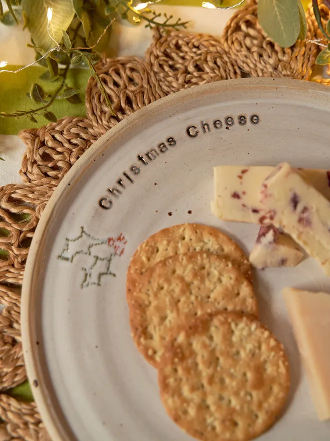 Personalised ceramic Christmas cheese plate