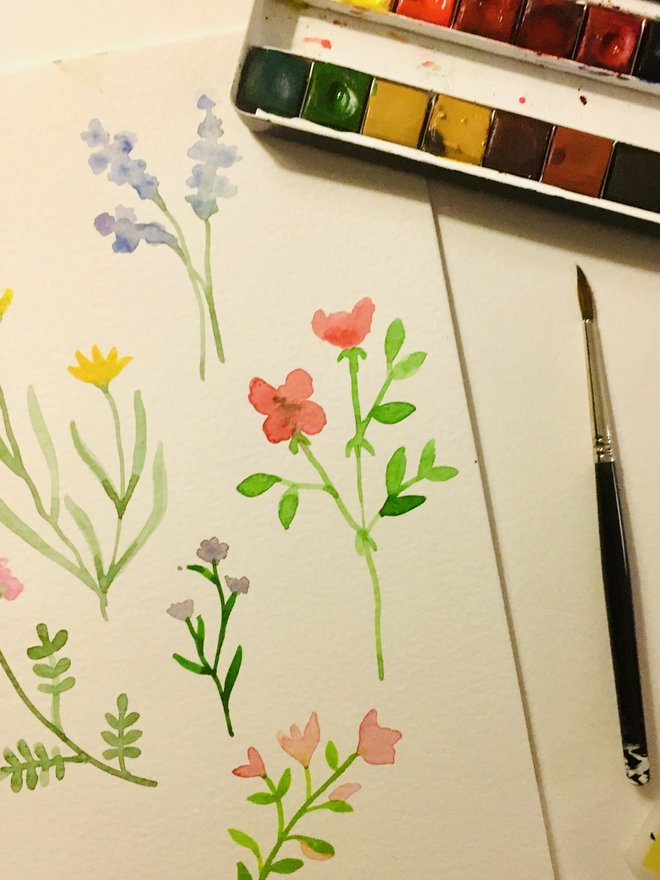 The original painting for Ruby & Bo Wildflower Plantable card