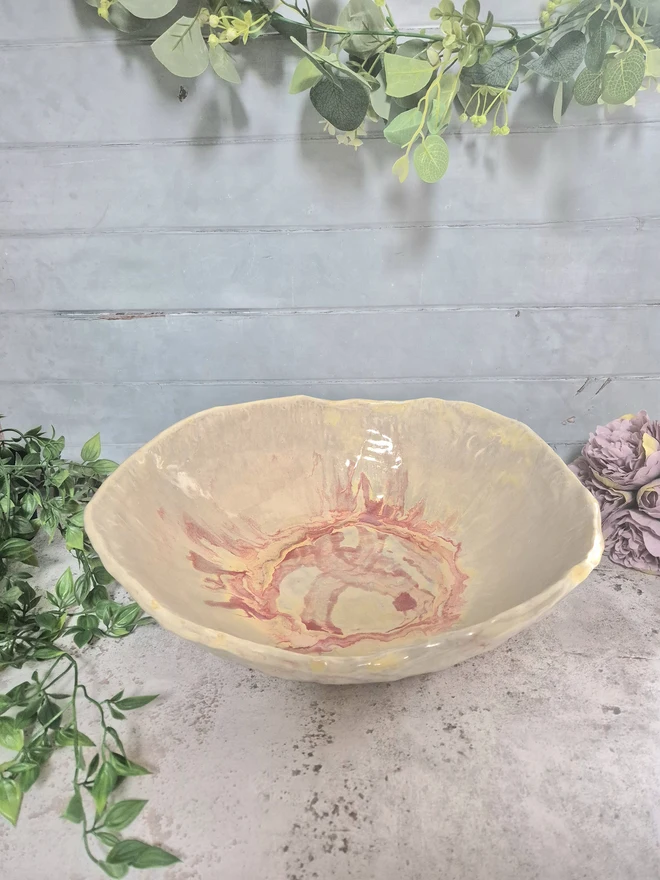 Large ceramic bowl, large serving bowl, statement bowl, Jenny Hopps Pottery, bowl gift, pink