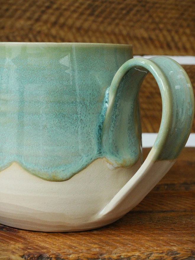 ceramic mug with green glaze