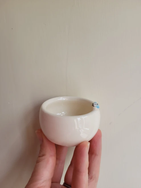 handmade ceramic blue tit tea light holder