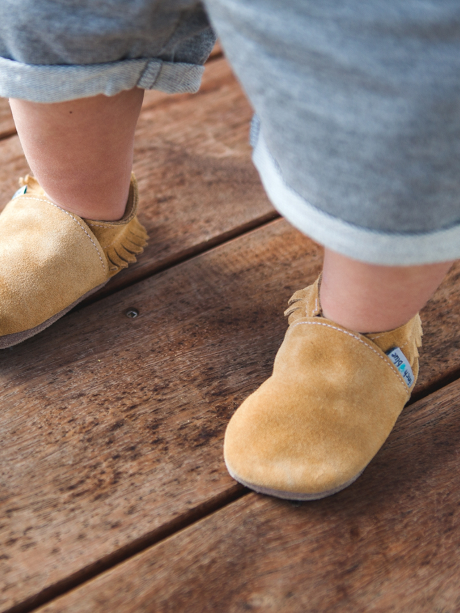 tan moccasin baby shoes