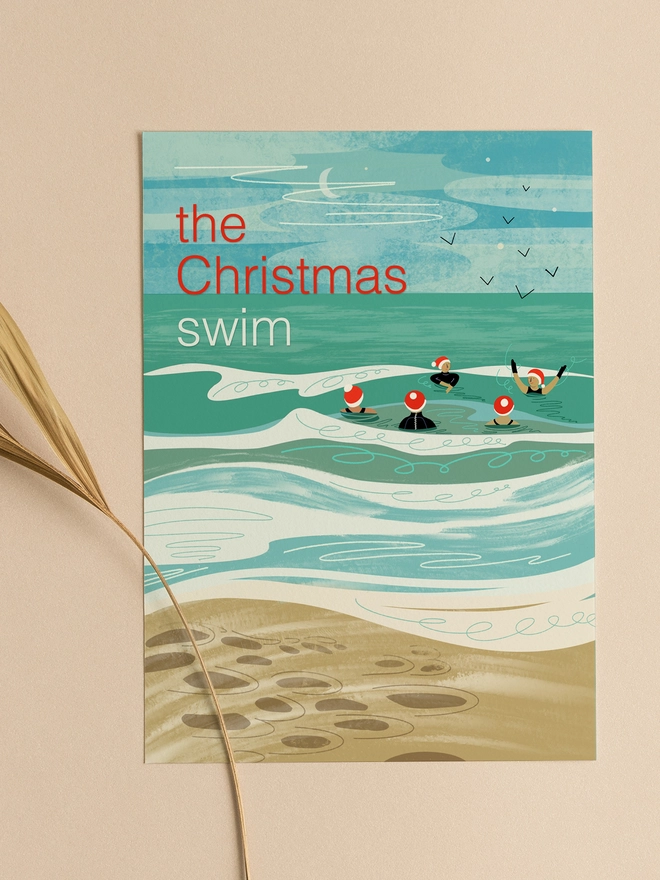 The christmas swim greeting card