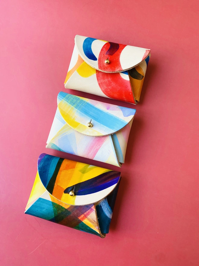 hand painted leather purse