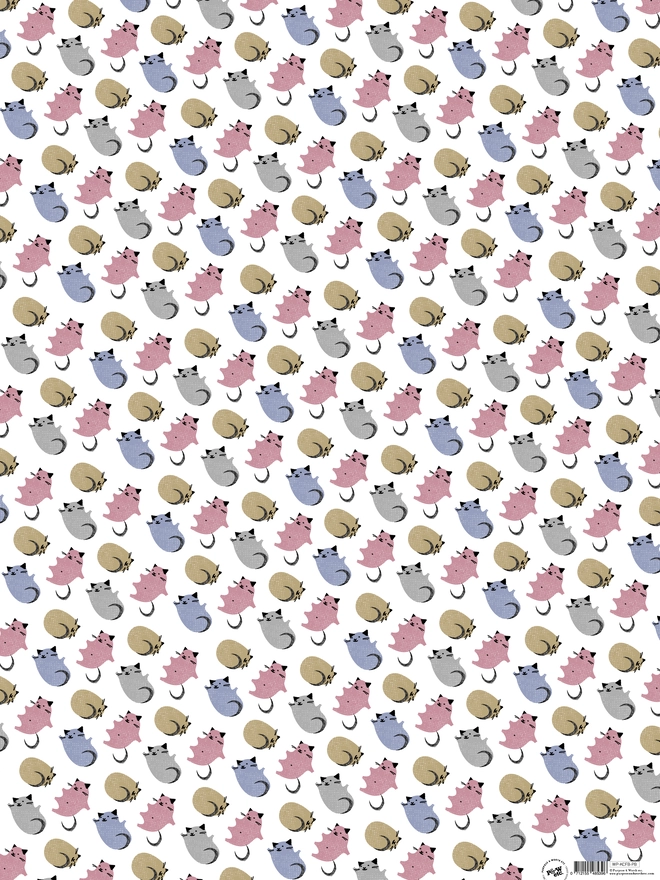 Pink And Blue Kitten New Baby Gift Wrap
