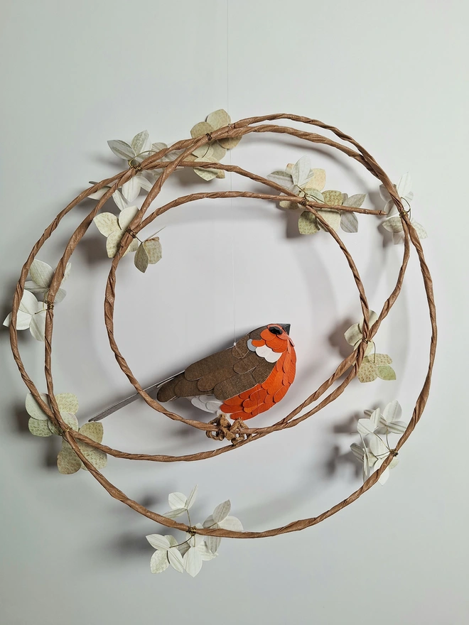 back view of the robin flower wreath
