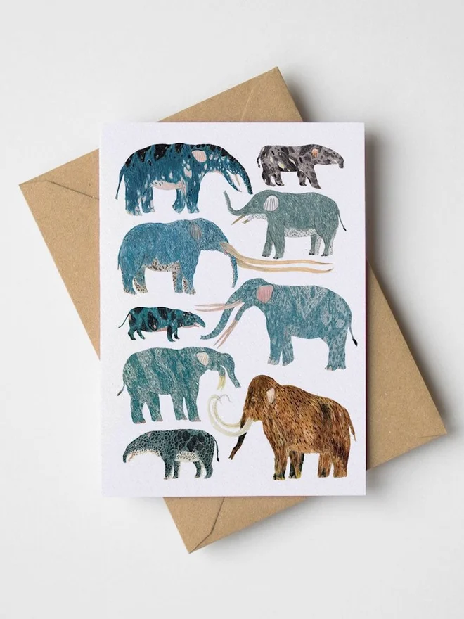 Prehistoric Elephants Greeting Card