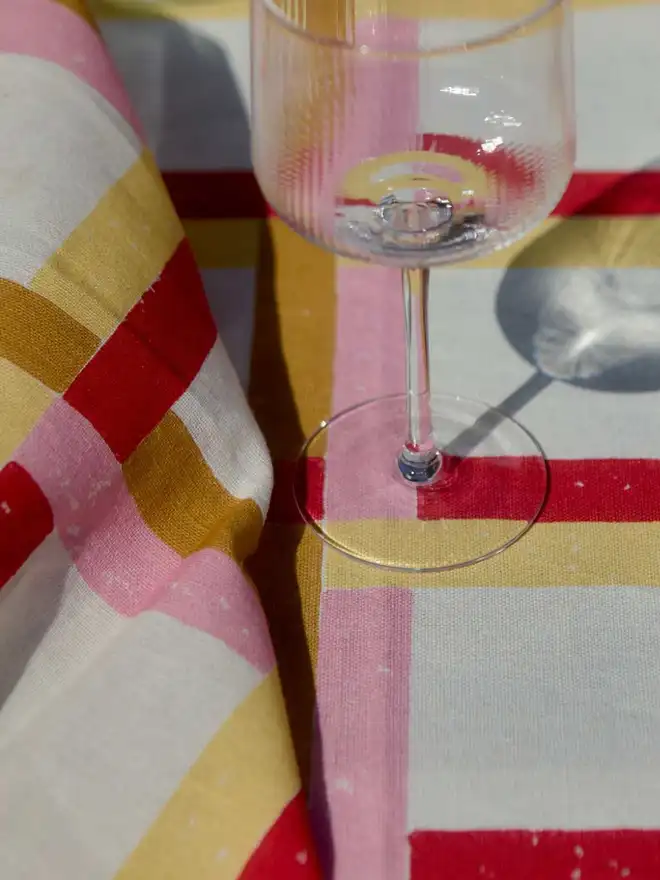 Red, Yellow, Brown, Pink Gingham Table runner 