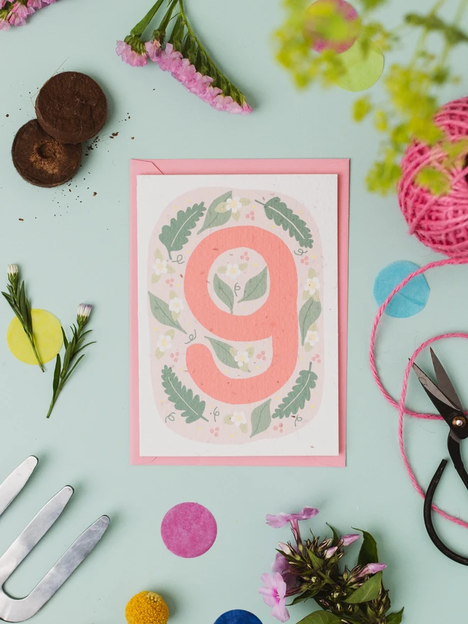 Plantable 9th Birthday Card