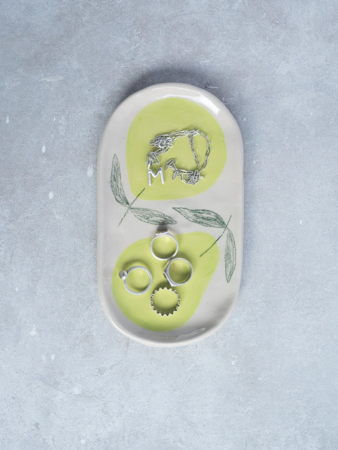 pear medium dish holding jewellery