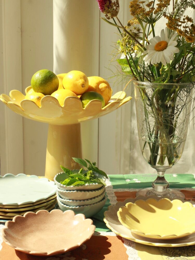 Yellow pedestal bowl