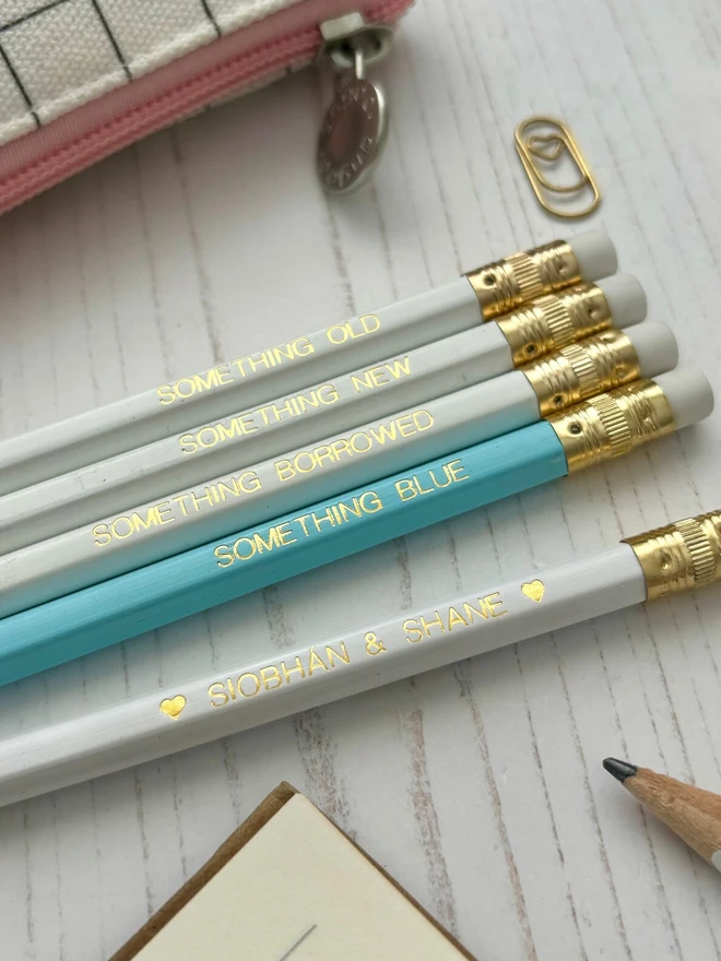 Personalised Wedding Pencils (Set Of 5)