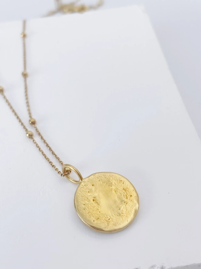 Sand cast Love you to the moon pendant necklace celina c jewellery handmade recycled gold silver holly & co