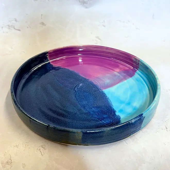 Landscape Tray, a colourful tray sitting on a stone surface.