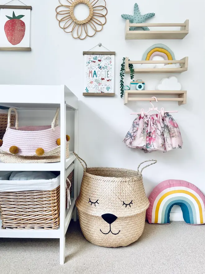 Hand Embroidered Lioness Belly Basket