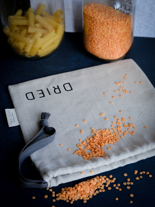 Linen Produce bag for dried foods such as pasta