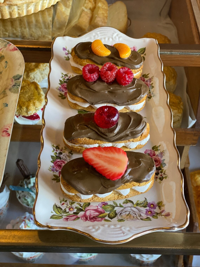 Fake food chocolate eclairs