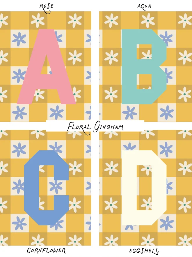 Letter colour options for personalised easter bunny bag