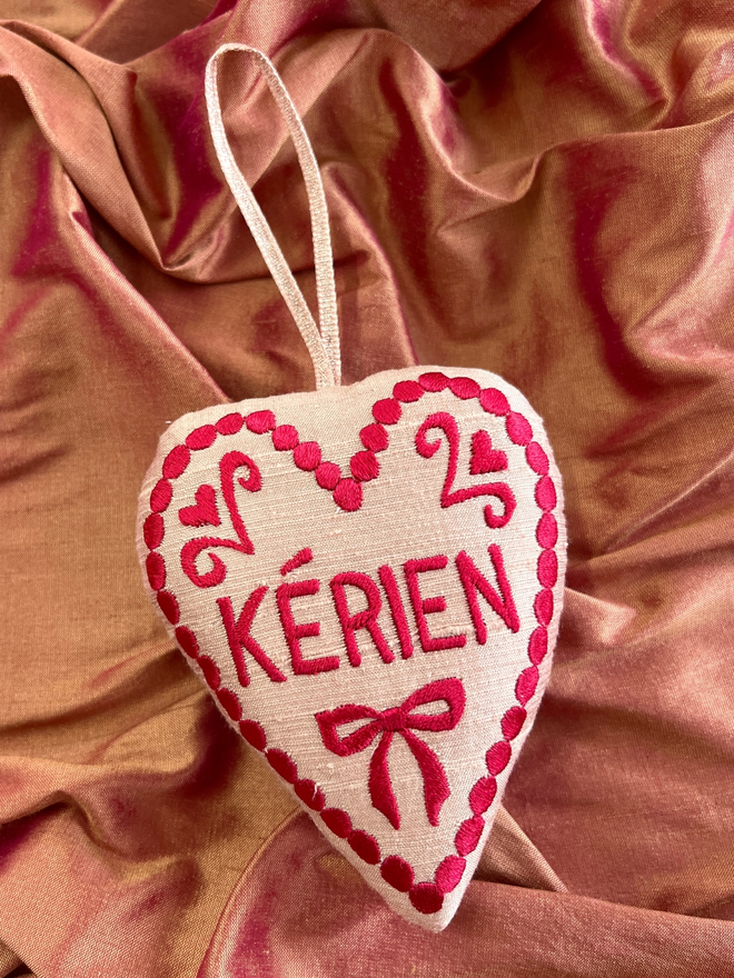 Personalised name heart hanging decoration