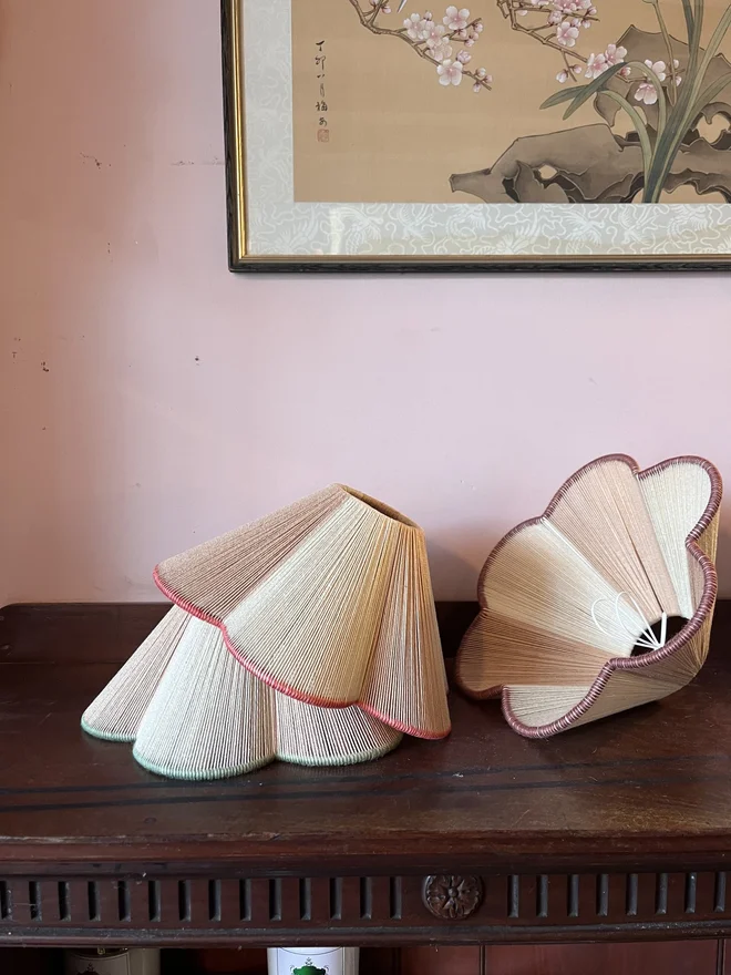 String Petal Flower Lampshade Brick Red Trim