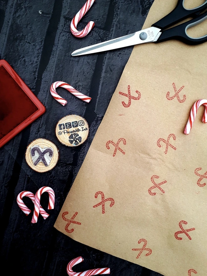 Candy Cane Ink Stamp