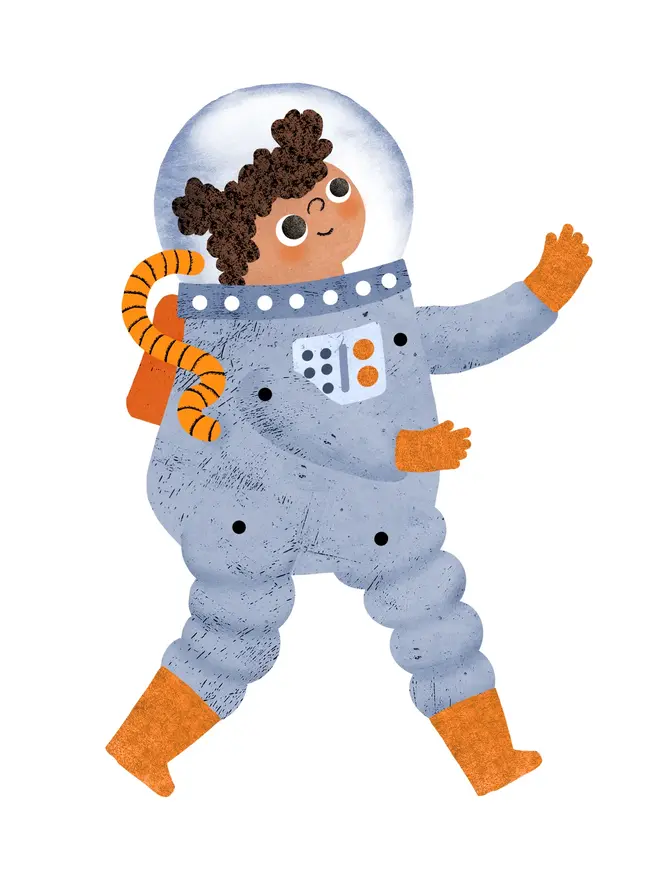 astronaut split pin puppet card