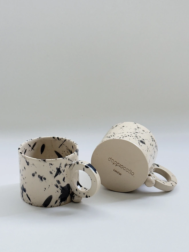 Black speckled modern ceramic mug