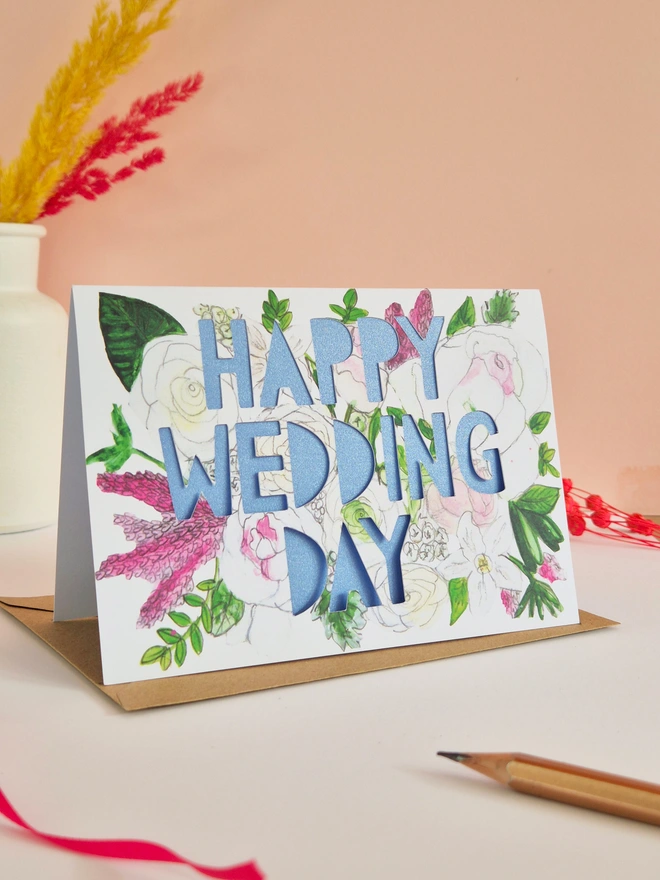 happy wedding day paper cut card