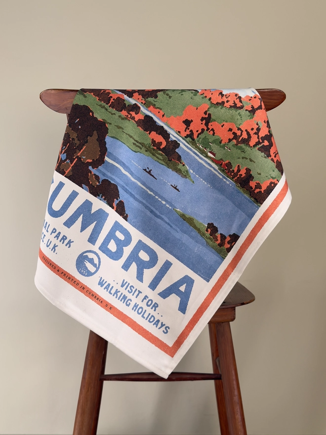 Visit the Lakes Tea Towel on a Chair