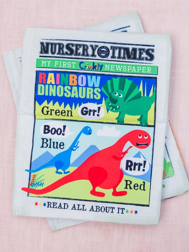Rainbow Dinosaurs Colours Crinkly Newspaper