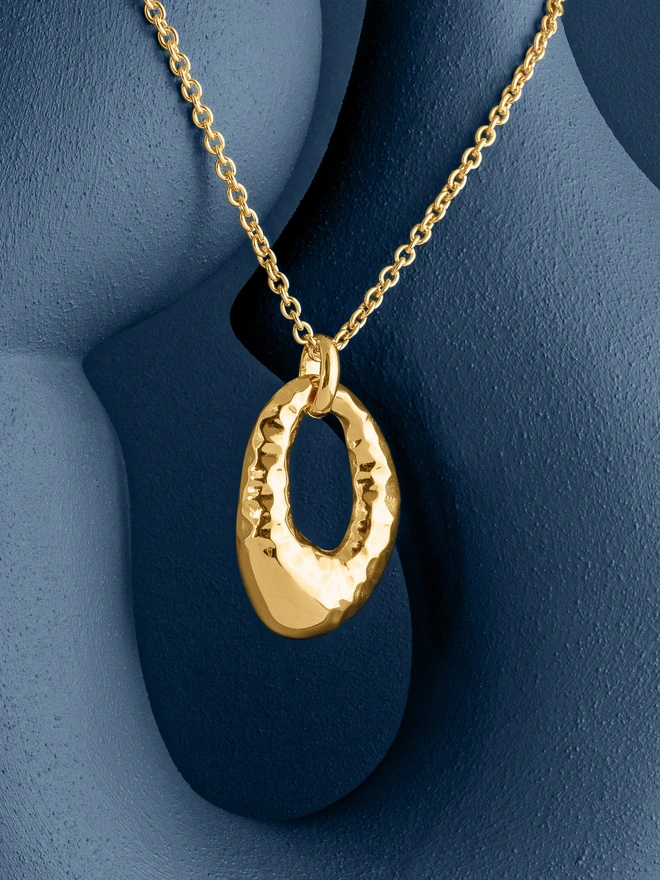 Loel Gold Hammered Oval Pendant