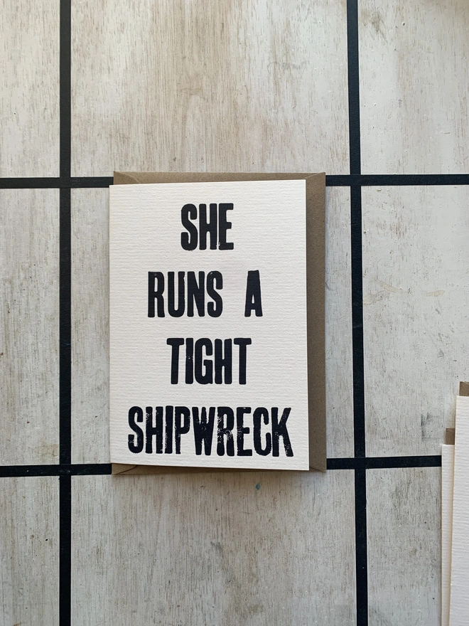 She runs a tight shipwreck card