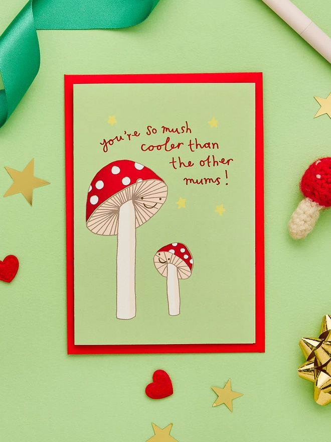 Cute Mother's Day card featuring two magic mushroooms