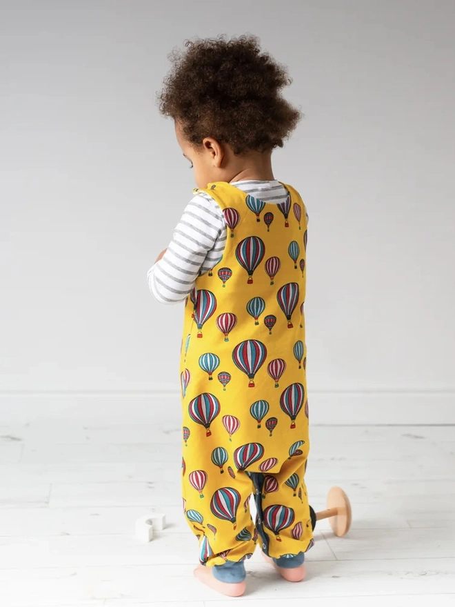 Yellow Hot Air Balloons Organic Romper