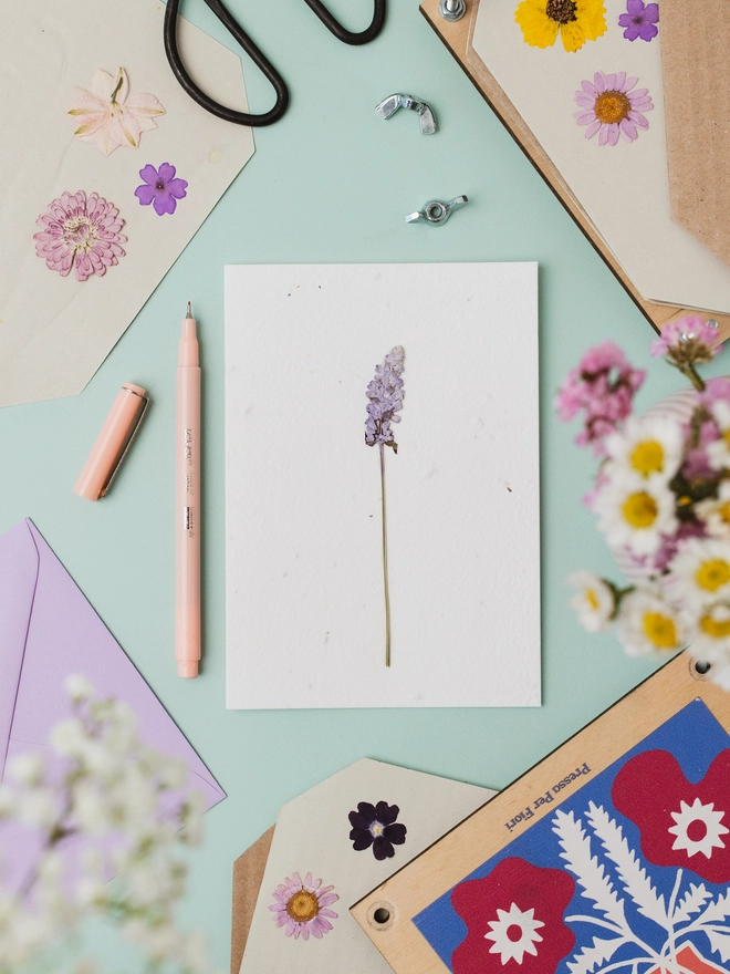 Lavender Pressed Flower Card