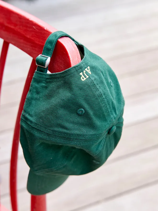 Personalised cap - Classic Cotton Bottle Green Back Embroidery
