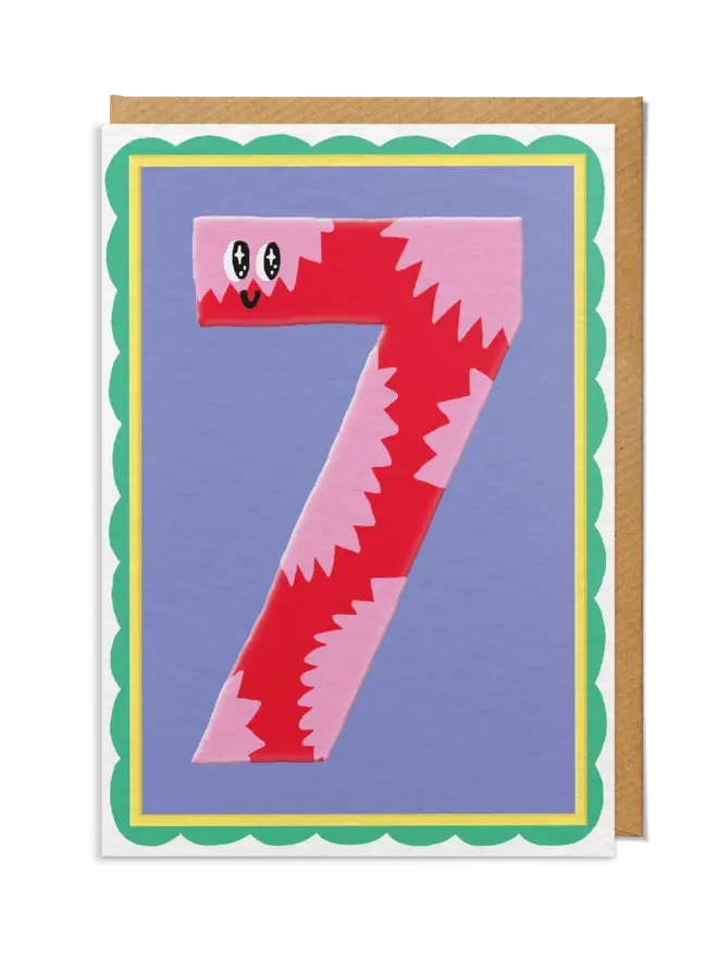 Seventh (7th) Birthday Card — Smiling Pattern Number