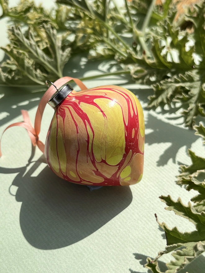Hand-marbled tapered Christmas bauble