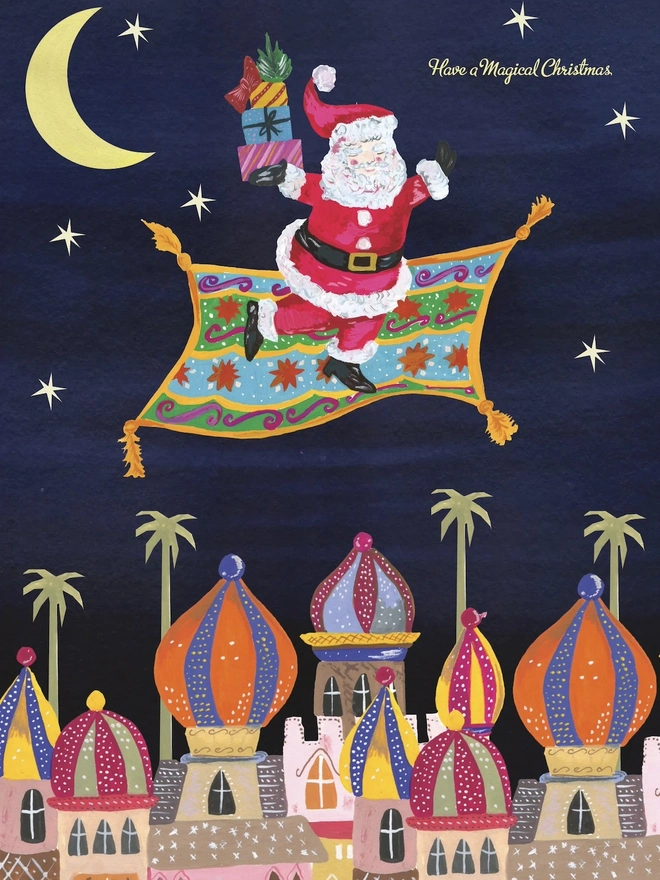 'Have A Magical Christmas', Santa On Magic Carpet Card 