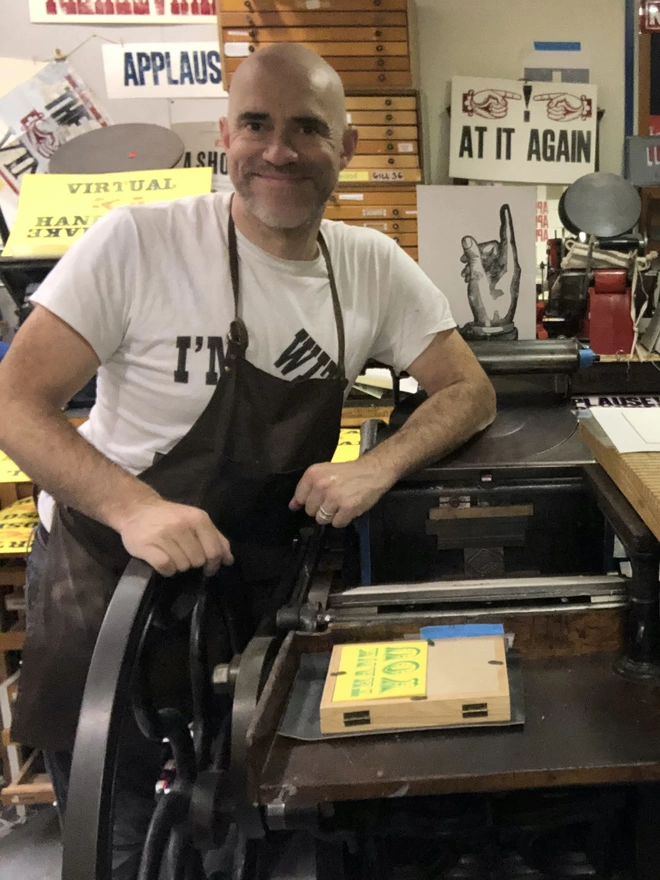 man printing
