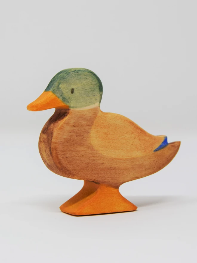  Handmade ecofriendly wooden toy figurines, mallard duck toy figures made by hand by Eric and Albert made in Wales, UK