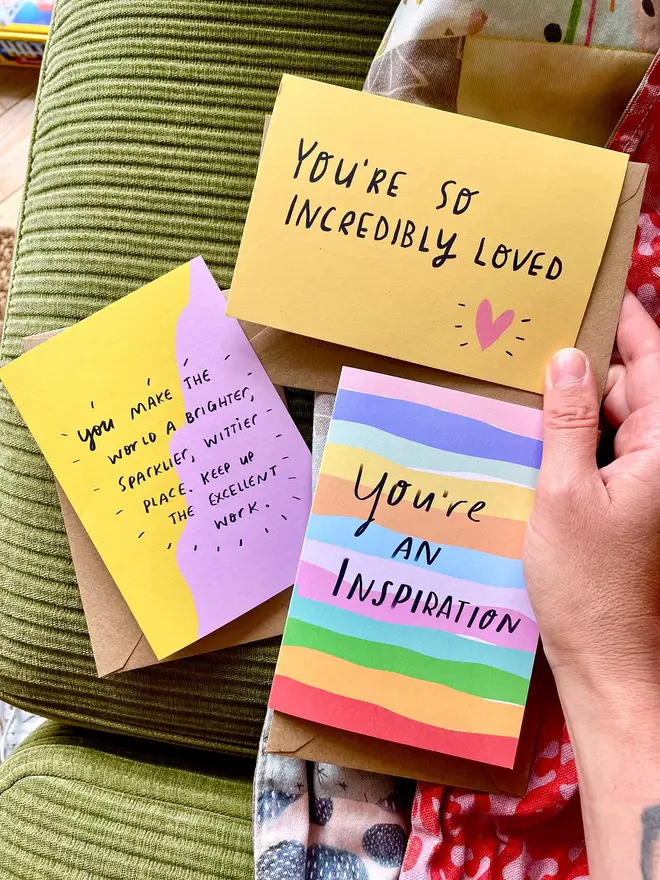 three cards in a pack to save on postage!