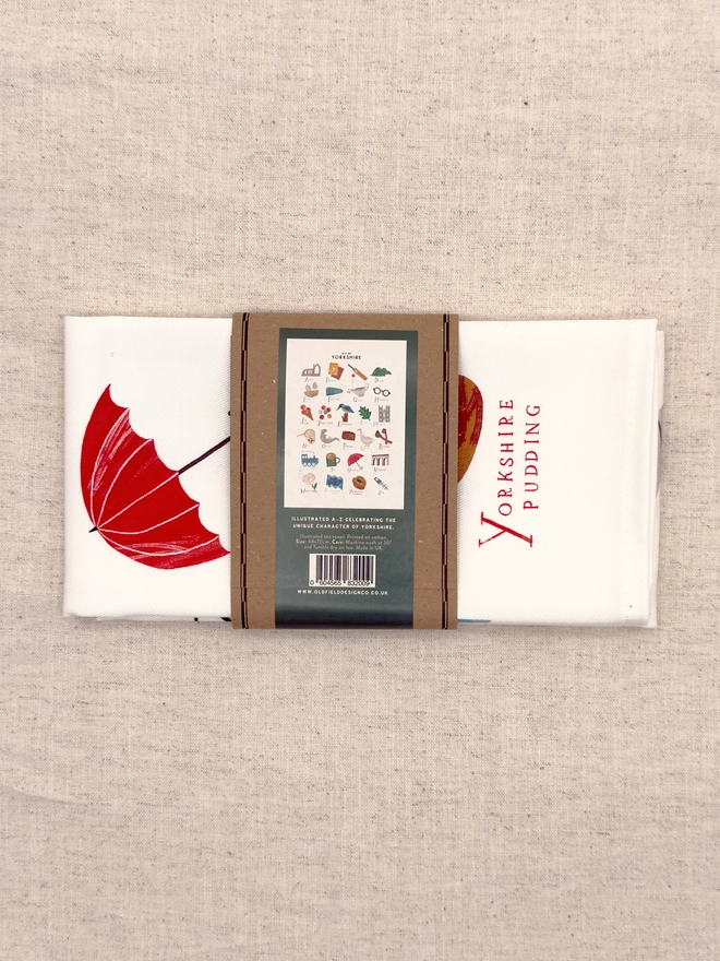A-Z Yorkshire Tea Towel Folded Back