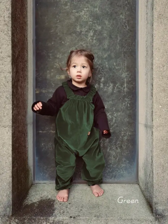 velvet dungarees green