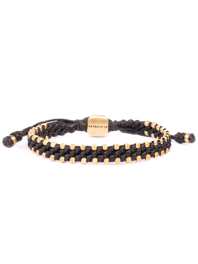 black rope and brass bracelet for women