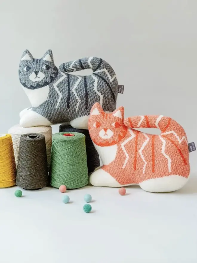 grey and ginger tabby cat plushies