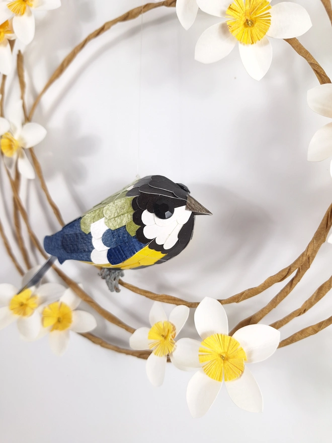 handmade bird sculpture of a Eurasian great tit