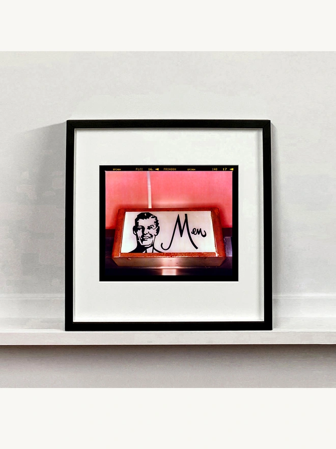 Men Pink Typography Photography Print Richard Heeps mounted square framed in black