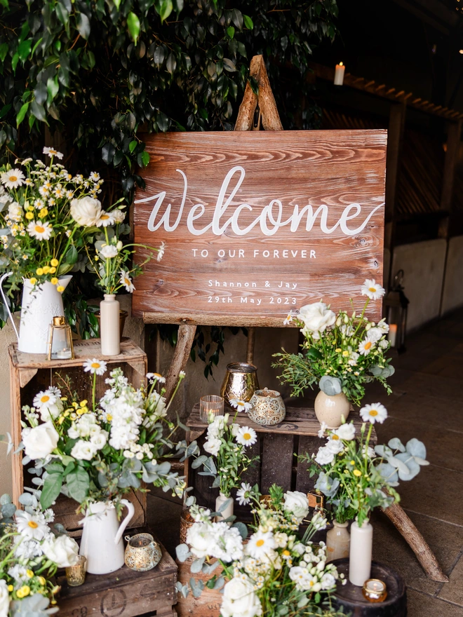 Wooden Wedding Welcome Board