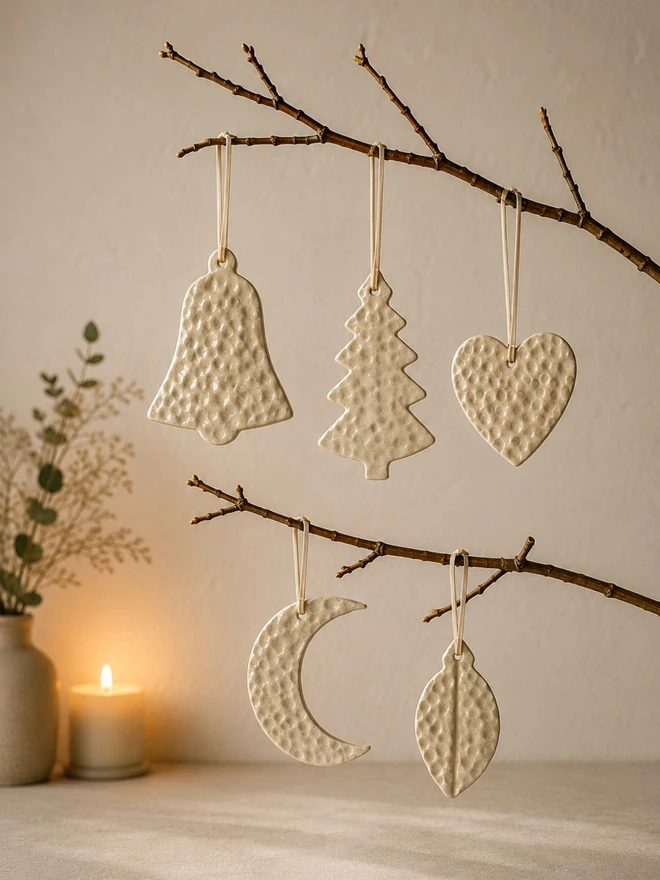 ceramic christmas decoration set, Jenny Hopps Pottery